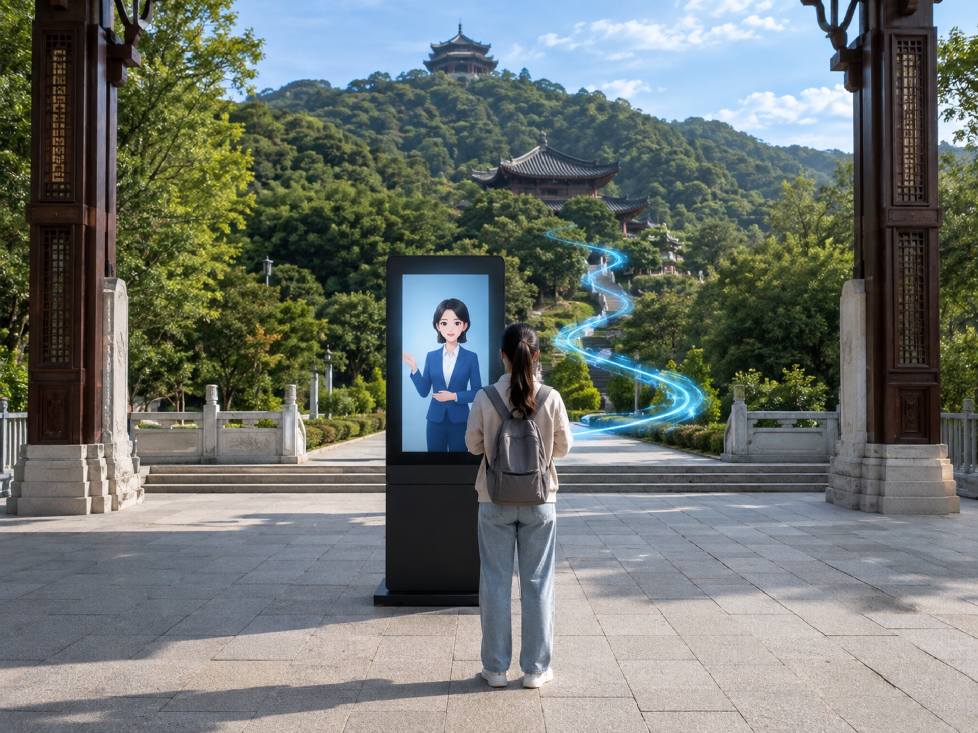 琥珀2D轻量化数字人景区智能导览场景配图